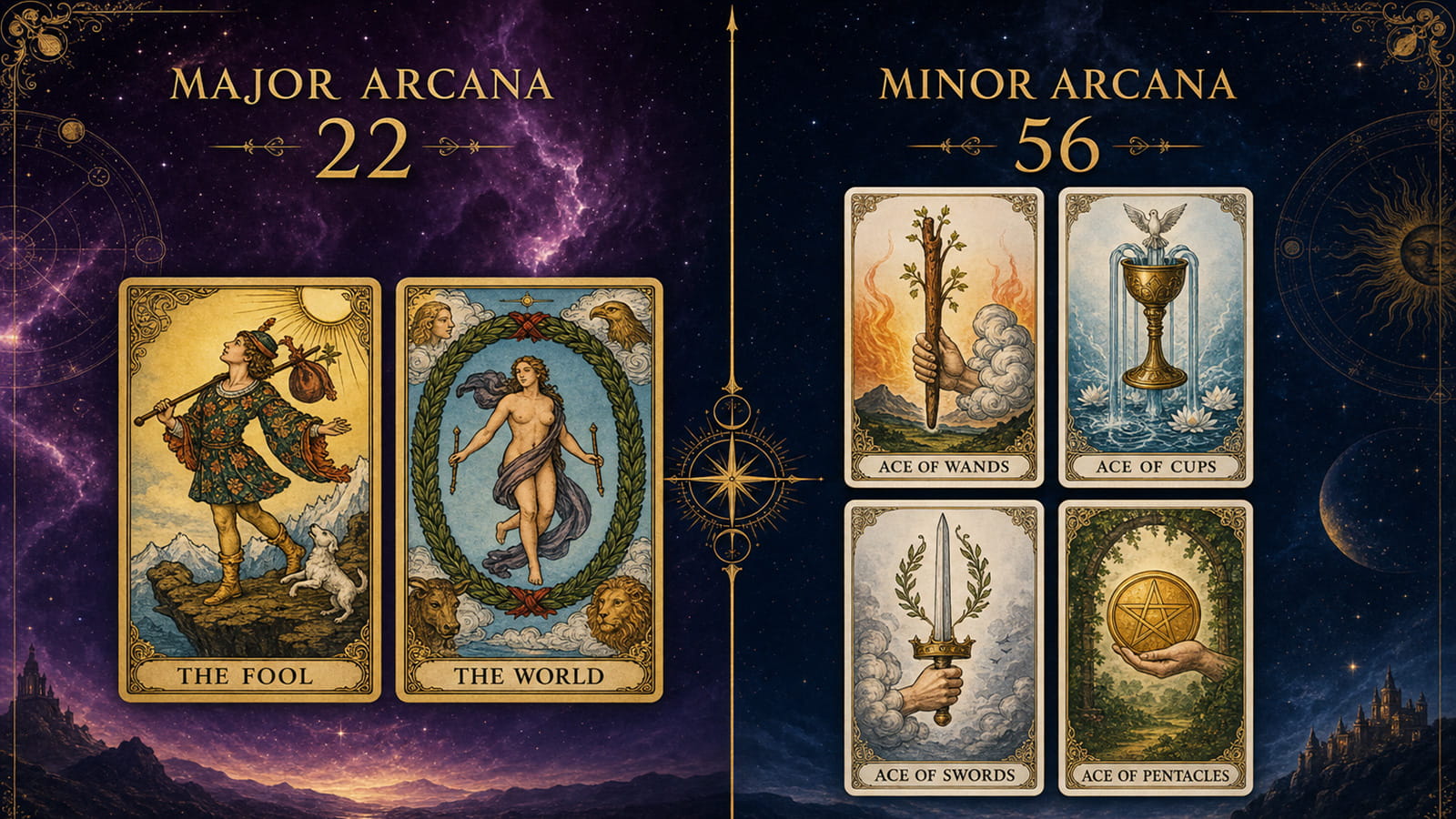 Major Arcana vs Minor Arcana tarot guide: 78 card deck explained