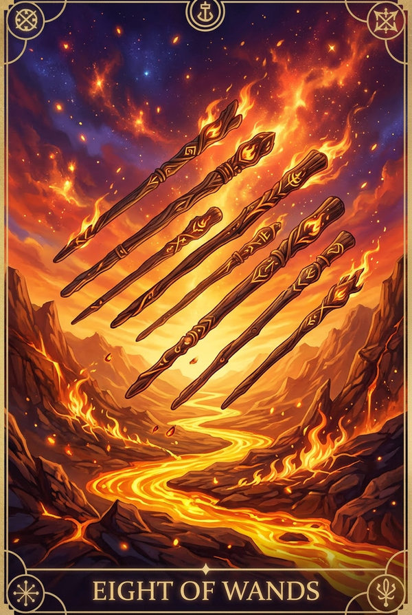 Eight of Wands tarot card