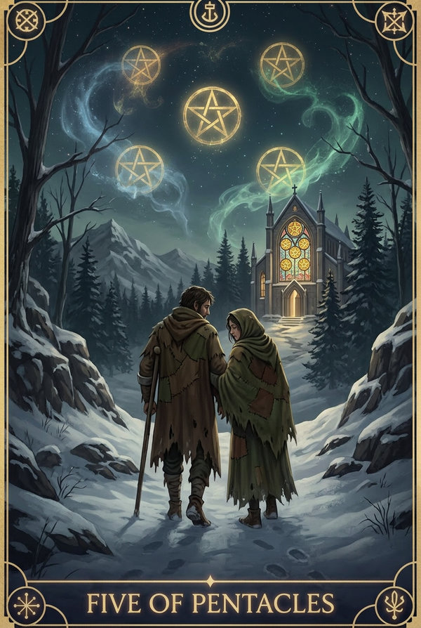 Five of Pentacles tarot card