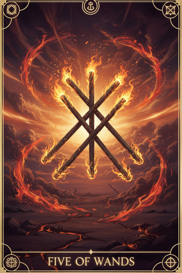 Five of Wands tarot card