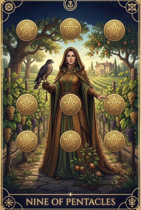Nine of Pentacles tarot card