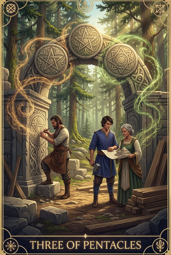 Three of Pentacles tarot card